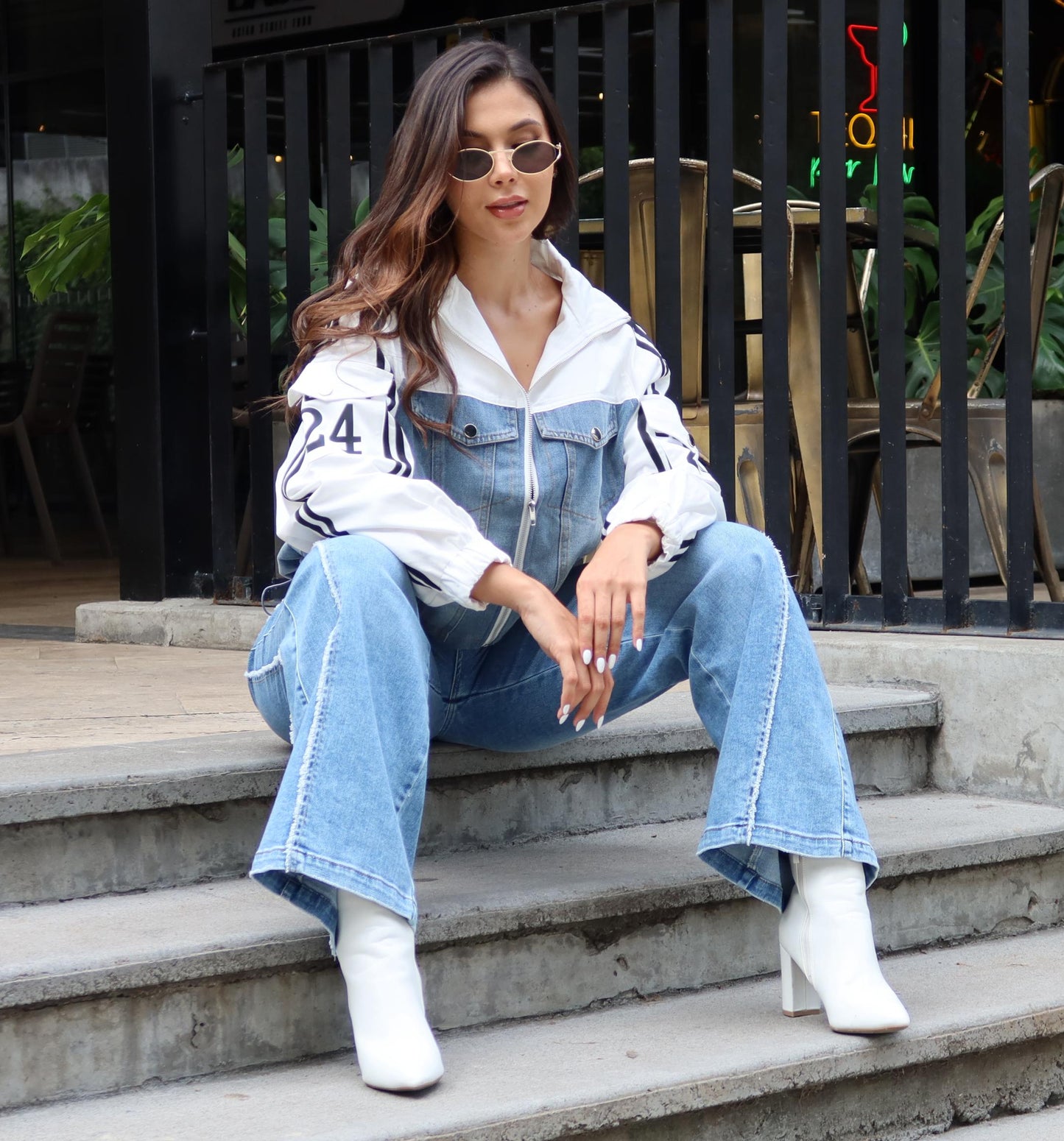 CHAQUETA DENIM CON BLANCO