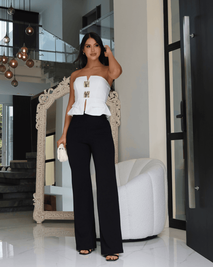 SET BLUSA BLANCA Y PANTALON