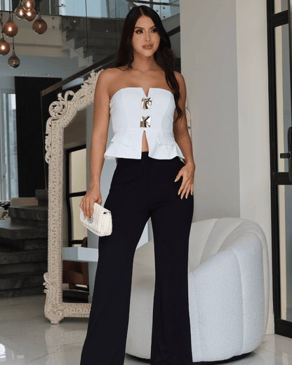 SET BLUSA BLANCA Y PANTALON
