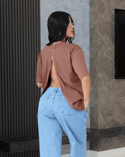 CAMISA OVERSIZE ABERTURA ESPALDA